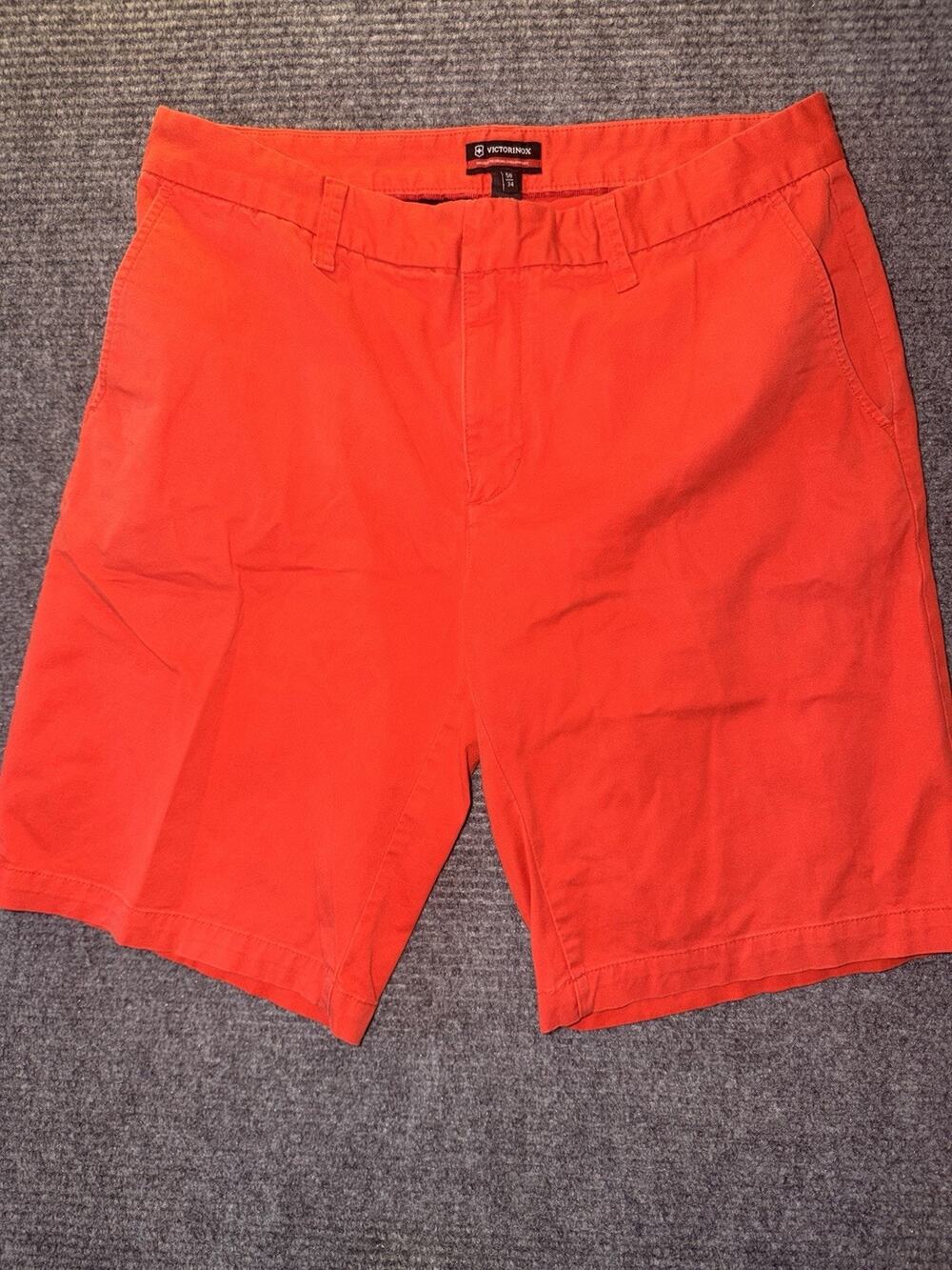 Victorinox Mens Shorts Size 34 Red Coral Chino Flat Front Zipper Pocket